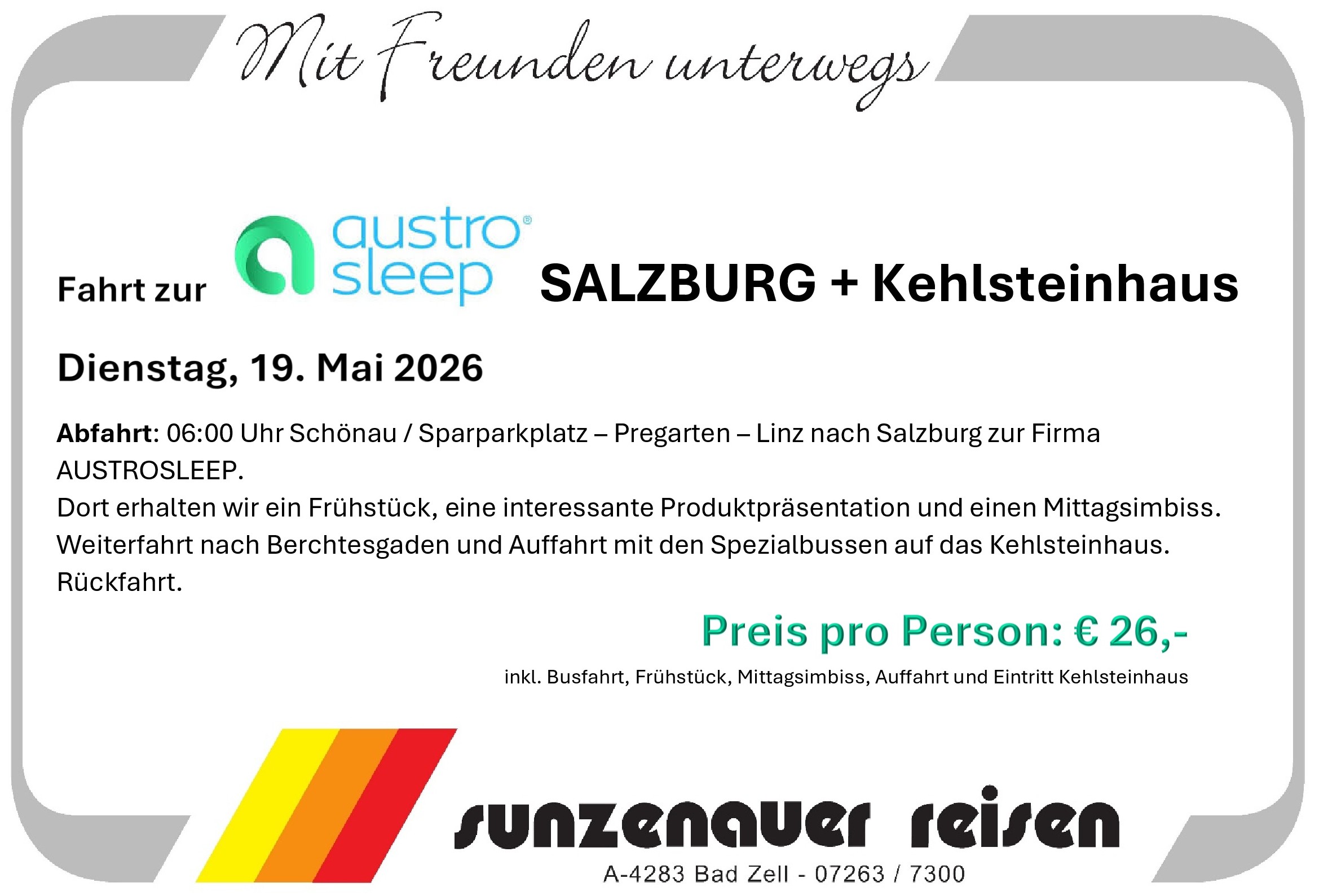 Programm für die Fahrt nach Salzburg