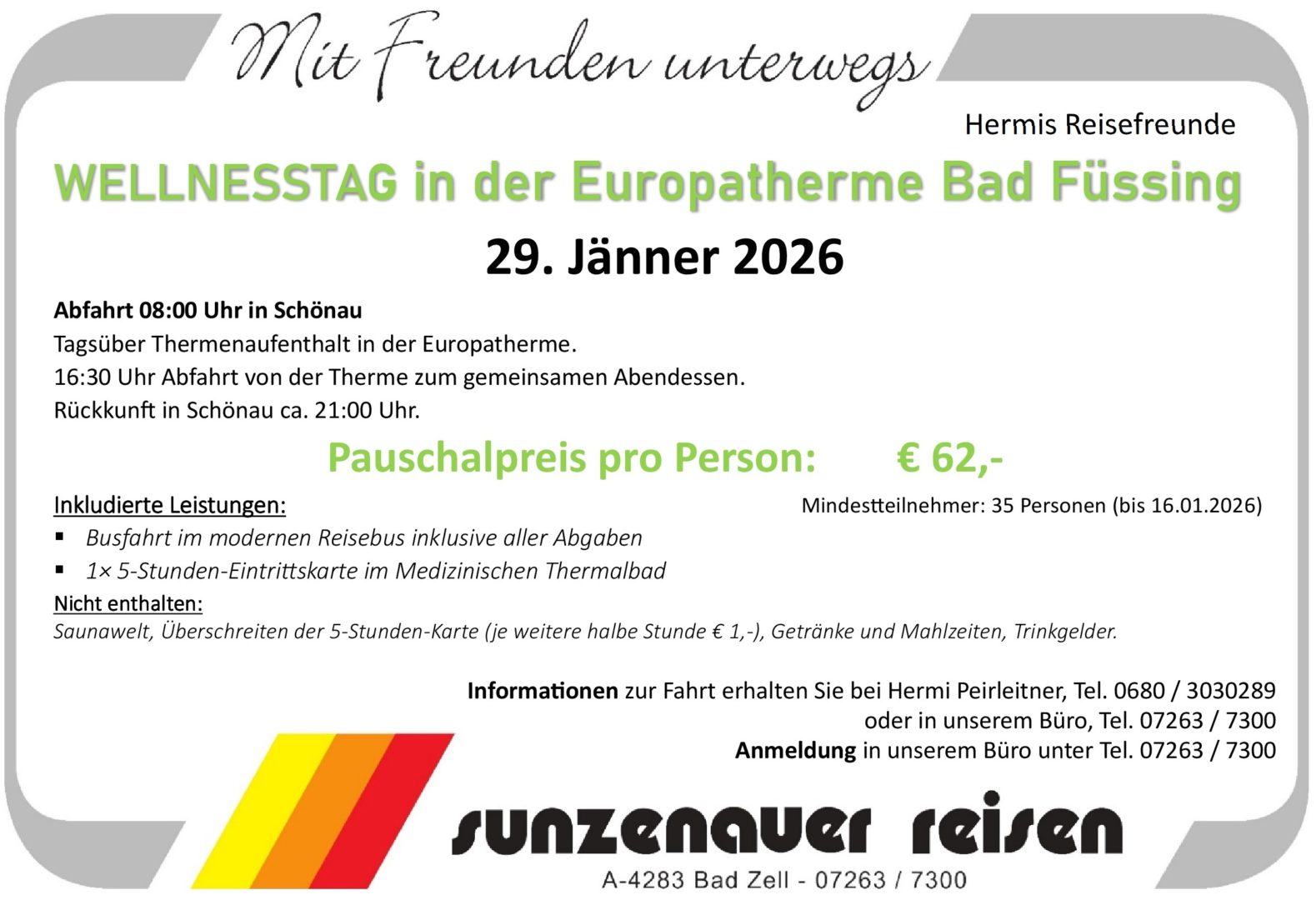 Programm für den Wellnesstag in Bad Füssing