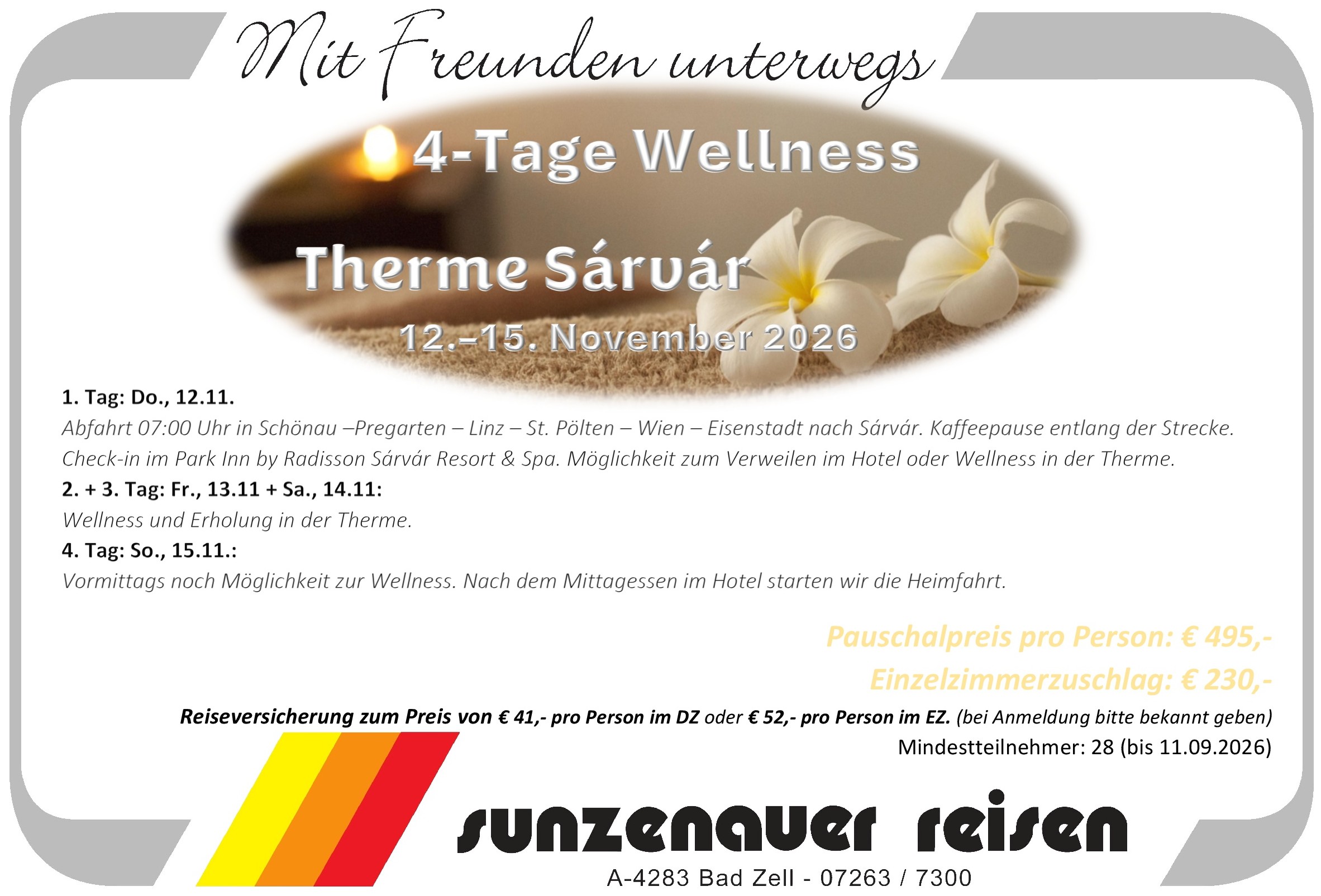 Programm zur Fahrt Therme Sarvar